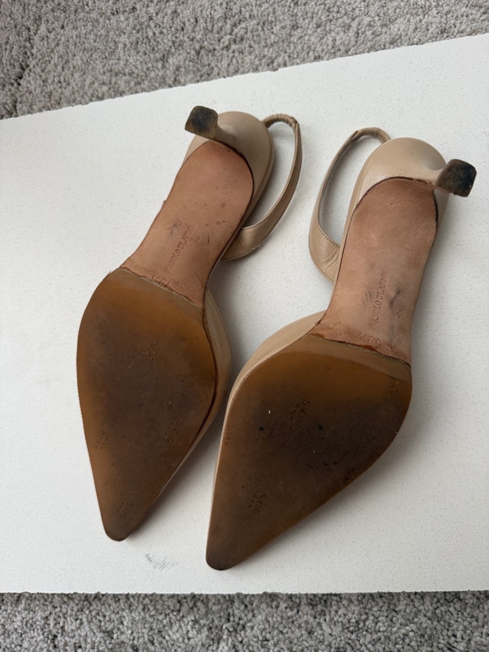 Manolo Blahnik Nude Pointed-Toe Slingback Heels - Picture 5 of 5